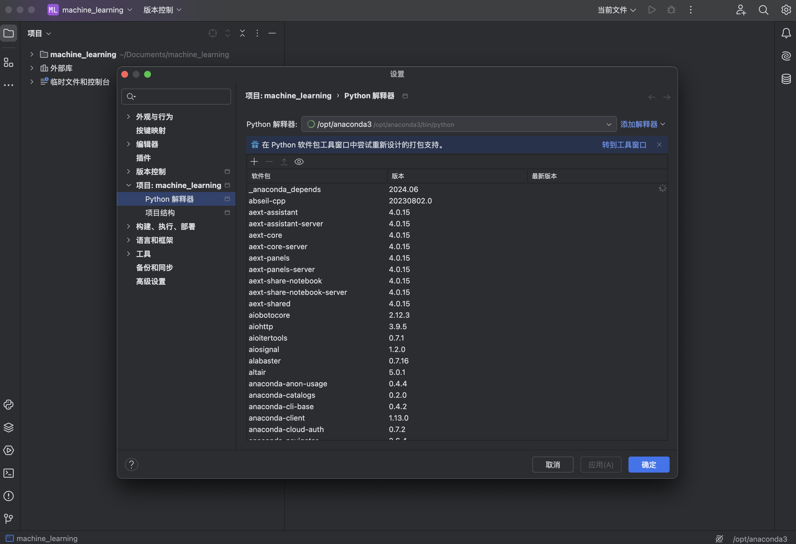 PyCharm Python interpreter settings